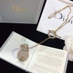 Dior Heart And Round Shape Pendant Necklace Gold Tone For Women