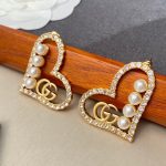 Gucci Heart Peach Hollow Stud Earrings Gold For Women