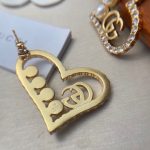 Gucci Heart Peach Hollow Stud Earrings Gold For Women