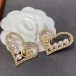 Gucci Heart Peach Hollow Stud Earrings Gold For Women