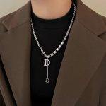 Dior Letter Necklace Silver For Women