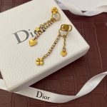 Lucky Grass And Heart Earrings Gold Tone For Women