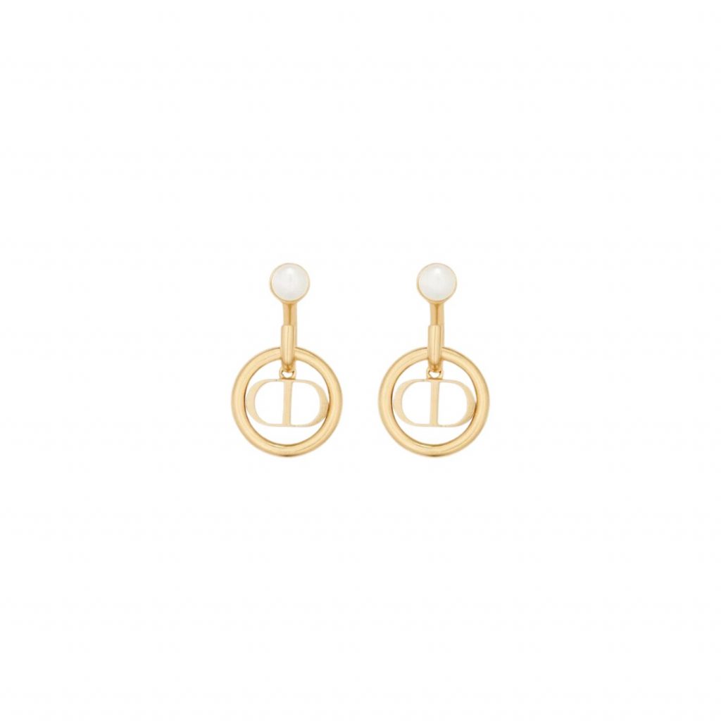 Metal CD Circle Earrings Gold Tone