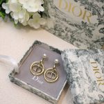 Dior Metal CD Circle Earrings Gold Tone For Women