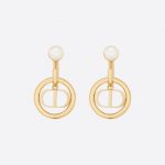 Dior Metal CD Circle Earrings Gold Tone For Women