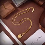 Mini Lock Pendant Necklace Gold Tone For Women