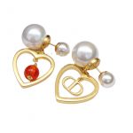 Dior Pearl Heart Earrings Gold For Women