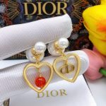 Dior Pearl Heart Earrings Gold For Women