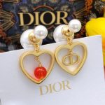 Dior Pearl Heart Earrings Gold For Women