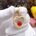 Dior Pearl Heart Earrings Gold For Women