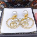 Dior Pearl Stud Earrings Gold For Women