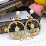 Dior Pearl Stud Earrings Gold For Women