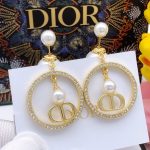 Dior Pearl Stud Earrings Gold For Women
