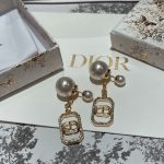 Dior Pearl Tassel Earrings Gold For Women