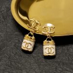 Chanel Perfume Bottle Earrings White For Women