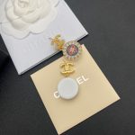 Chanel Red And Blue Pattern In Middle Circle Earrings Gold Tone For Women