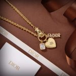 Sparkling Stone And Heart Necklace Gold Tone For Women