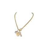 Sparkling Stone And Heart Necklace Gold Tone For Women