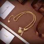 Sparkling Stone And Heart Necklace Gold Tone For Women