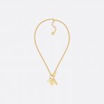 Sparkling Stone And Heart Necklace Gold Tone For Women