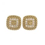 Dior Square Diamond Ttud Earrings Gold For Women