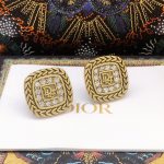 Dior Square Diamond Ttud Earrings Gold For Women