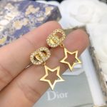 Dior Star CD Diamond Stud Earrings Gold For Women