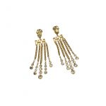 Dior Tassel Twinkle Stone Earrings Gold Tone For Women
