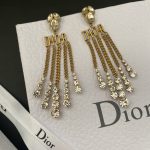 Dior Tassel Twinkle Stone Earrings Gold Tone For Women