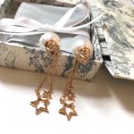 Dior Two Stars Long Earrings Gold Tone For Women