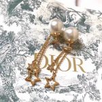 Dior Two Stars Long Earrings Gold Tone For Women
