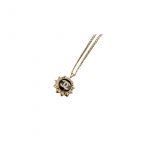Chanel Yellow Border Black Sun Shape Necklace Gold Tone For Women