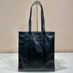 Prada Small Antiqued Nappa Tote Bag In Pink/Black For Women 12.9 in/ 33cm 1BG459_UVL_F0E18_V_OOO