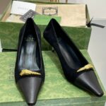 Gucci Gg Two-Tone Mid-Heel Pump Light Black And Black For Women