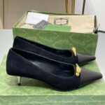 Gucci Gg Two-Tone Mid-Heel Pump Light Black And Black For Women