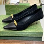 Gucci Gg Two-Tone Mid-Heel Pump Light Black And Black For Women