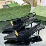 Gucci Gg Two-Tone Slingback Mid-Heel Pump Black And Light Black For Women