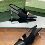 Gucci Gg Two-Tone Slingback Mid-Heel Pump Black And Light Black For Women