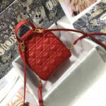 Dior Mini Dior Backpack Cannage Red For Men 8 in/21cm