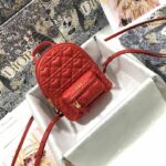 Dior Mini Dior Backpack Cannage Red For Men 8 in/21cm