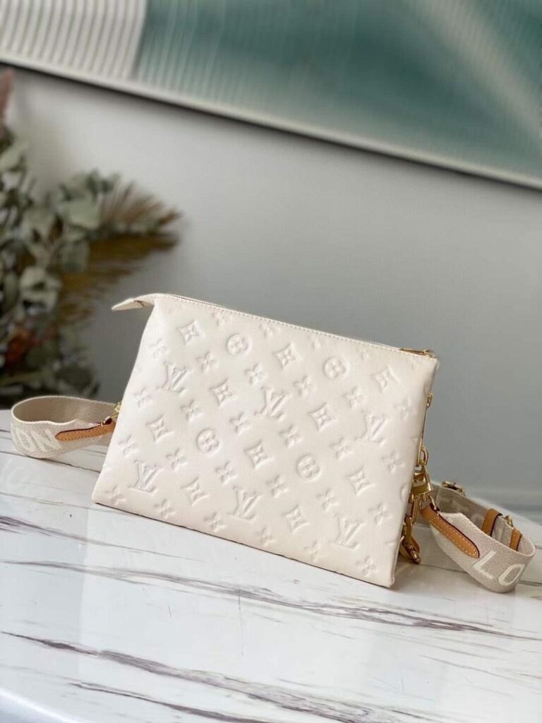 Louis Vuitton Coussin PM Monogram-Embossed Puffy Cream For Women, Women's Handbags, Shoulder And Crossbody Bags 10.2in/26cm LV M57793