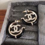 Chanel Round Earrings Black For Women