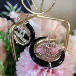 Chanel Round Earrings Black For Women
