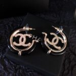 Chanel Round Earrings Black For Women