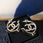 Chanel Round Earrings Black For Women
