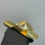 Prada Cross Straps Slides Gold For Women