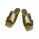 Prada Cross Straps Slides Gold For Women
