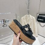 Prada Rubber Wedge Platform Slippers Black For Women