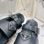 Prada Rubber Wedge Platform Slippers Black For Women