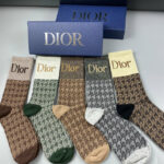 CD Socks Dior Oblique Grey/Black/Beige/Green/Brown - 5 Pairs